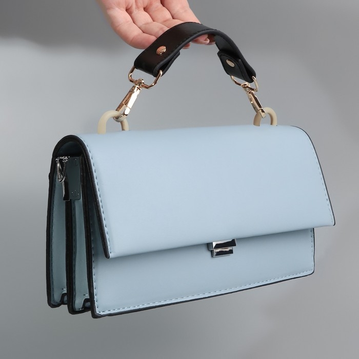 Ручка для сумки, с карабинами, 20 ± 1 см × 2,5 см, цвет чёрный/золотой Ручка для сумки, с карабинами, 20 ± 1 см × 2,5 см, цвет чёрный/золотой