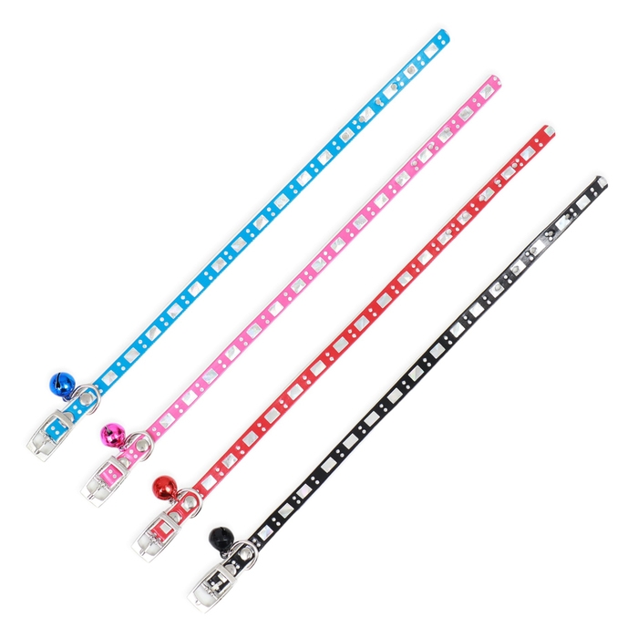 Ошейник из искусственной кожи с перламутровым декором, 30 х 1 см, микс цветов