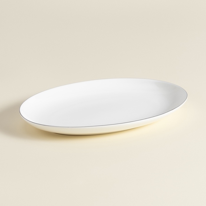 Тарелка для подачи SL Home «Каскарон», 25,4×18,5×2,5 см, овальная, костяной фарфор, белая Тарелка для подачи SL Home «Каскарон», 25,4×18,5×2,5 см, овальная, костяной фарфор, белая