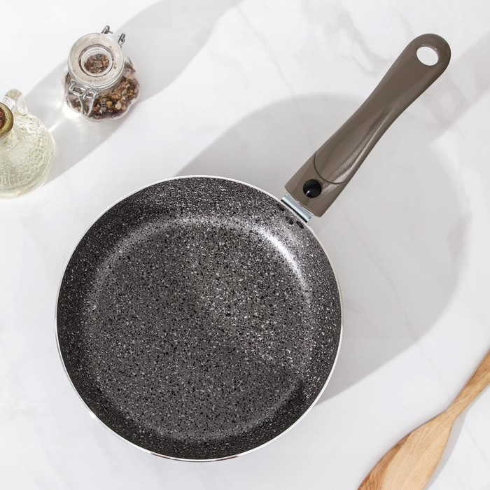 Сковорода Onyx, d=22 см, съёмная ручка, стеклянная крышка, антипригарное покрытие, цвет серый Сковорода Onyx, d=22 см, съёмная ручка, стеклянная крышка, антипригарное покрытие, цвет серый