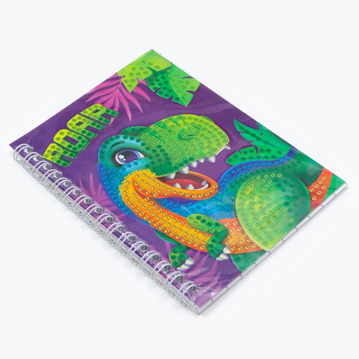 Алмазная мозаика с частичным заполнением для детей на блокноте «Дино», 11 х 15 см, 48 листов Алмазная мозаика с частичным заполнением для детей на блокноте «Дино», 11 х 15 см, 48 листов