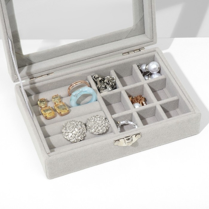 Подставка для украшений «Шкатулка», 5 рядов, 9 ячеек, 15×10×4,5, цвет серый Подставка для украшений «Шкатулка», 5 рядов, 9 ячеек, 15×10×4,5, цвет серый