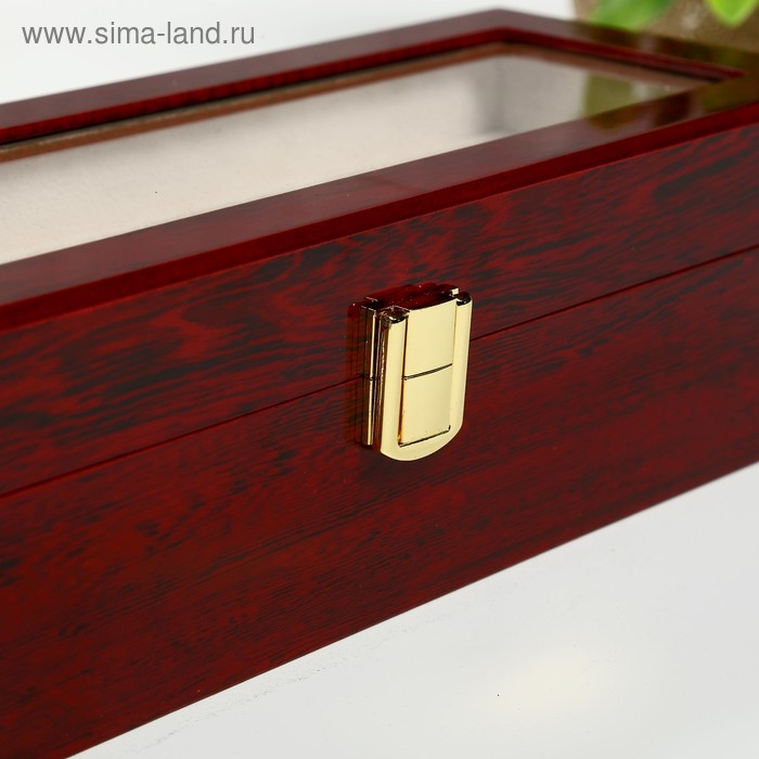 Шкатулка дерево под часы 6 отделений Шкатулка дерево под часы 6 отделений "Красно-коричневая" лак 8х31х11 см