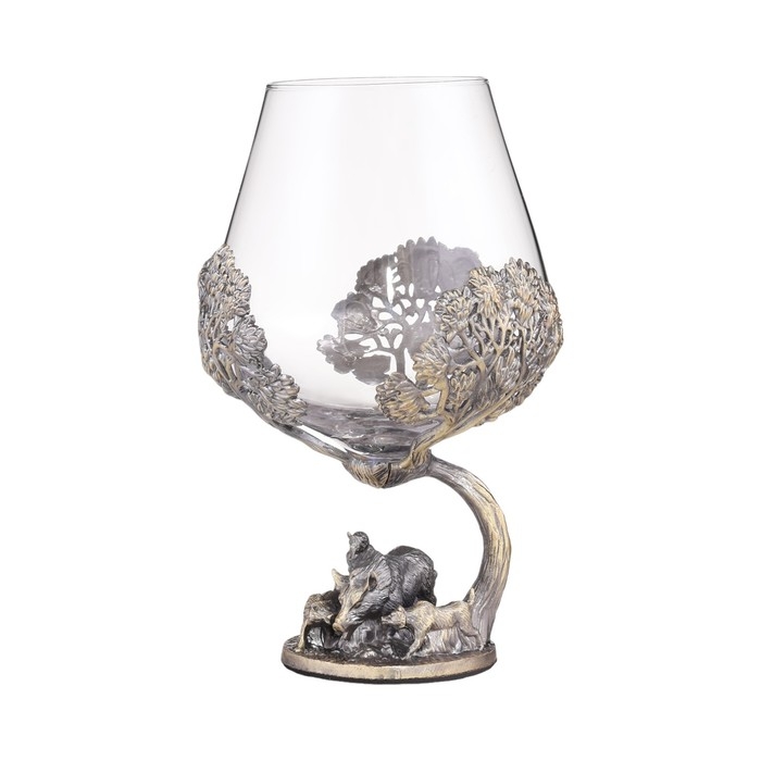 Бокал для коньяка Бокал для коньяка "Охота на кабана", 550 мл, бронза, подарочная коробка