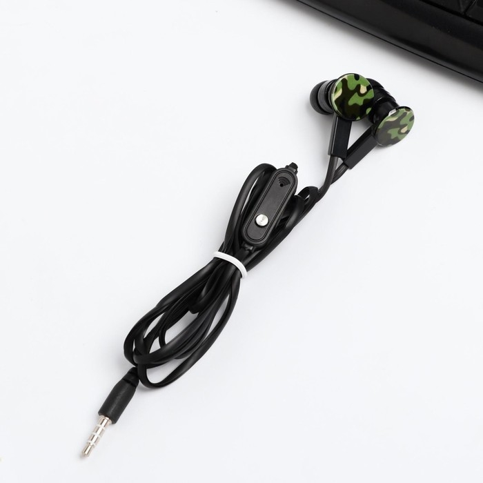 Наушники вакуумные в пакете &laquo;Настоящий герой&raquo;, с микрофоном, 1,2 м, 10 х 15 см