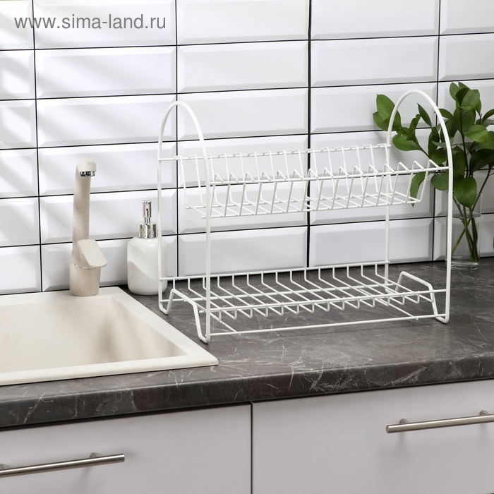 Сушилка для посуды 2-х ярусная &laquo;Люкс&raquo;, 40&times;24&times;35 см, цвет белый