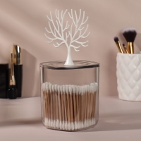 Органайзер для хранения &laquo;WOOD&raquo;, с крышкой, 9 &times; 10,8/20 см, в картонной коробке, цвет прозрачный/белый