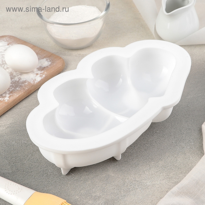 Форма для муссовых десертов и выпечки Доляна «Влюблённые сердца», силикон, 27×17 см, цвет белый Форма для муссовых десертов и выпечки Доляна «Влюблённые сердца», силикон, 27×17 см, цвет белый