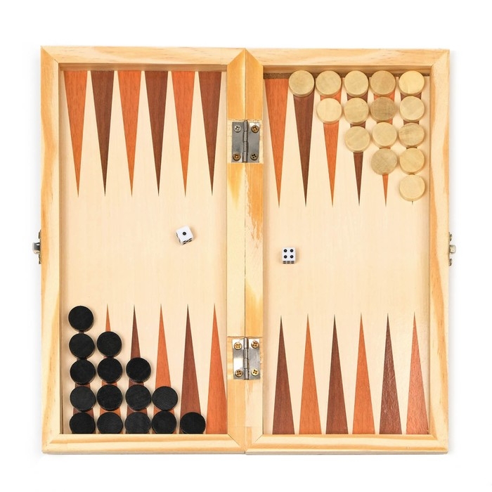 Шахматы, шашки, нарды, настольные игры, набор 3 в 1, 24 х 24 см