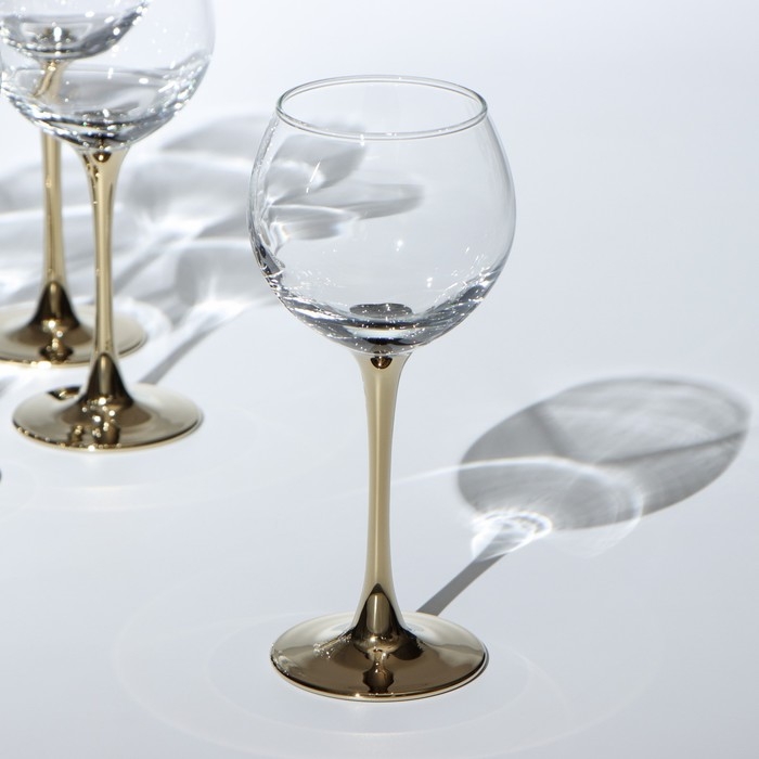 Набор бокалов для вина &laquo;Венеция&raquo;, 280 мл, 6 шт, цвет золотой