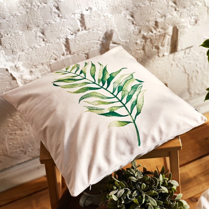Наволочка декоративная Этель &raquo; The leaf&raquo;, 40х40 см, 100 п/э, велюр