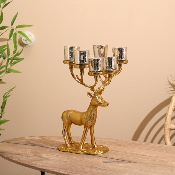 Подсвечник на 6 свечей Подсвечник на 6 свечей "Олень" алюминий 23х28х41 см