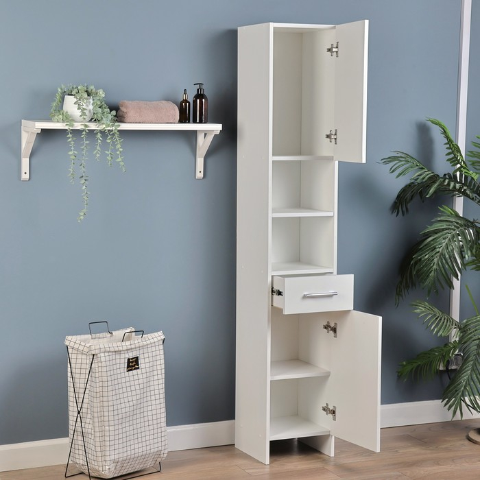 Пенал для ванной комнаты, белый, 33 х 33 х 185 см