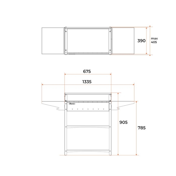 Мангал "Family Standart Grill FSG2000" 133,2 х 39,4 х 89,5 см, 2 мм, крышка, боковые полки