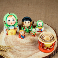 Матрёшка &laquo;Мордашка&raquo;, самовар, 5 кукольная, люкс