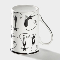 Кружка фарфоровая Доляна «Чёрный кот», 300 мл, цвет белый Кружка фарфоровая Доляна «Чёрный кот», 300 мл, цвет белый