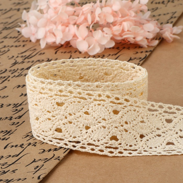Кружево вязаное, 40 мм &times; 10 &plusmn; 1 м, цвет бежевый