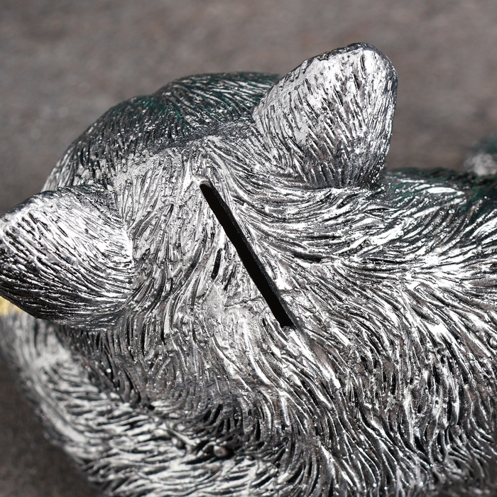 Копилка "Котенок ангел" 21х12см, серебро с позолотой