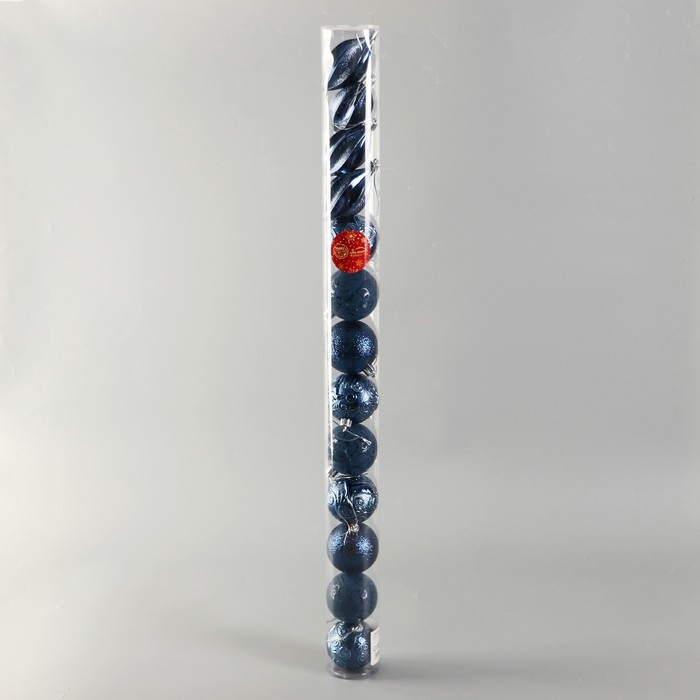 Набор украшений пластик 13 шт "Мелодия" капелька, 6 см, синий