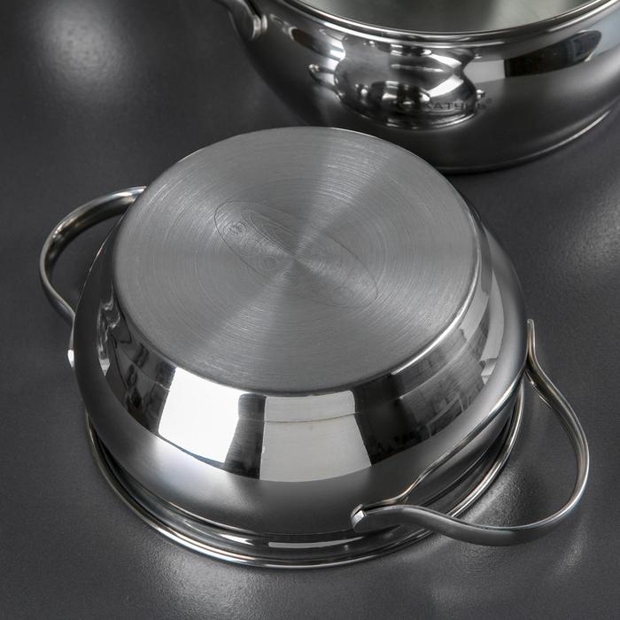 Набор кастрюль &laquo;Медея&raquo;, 3 предмета: 1,6 л, 2,2 л, 3,2 л, капсульное дно, крышки, индукция