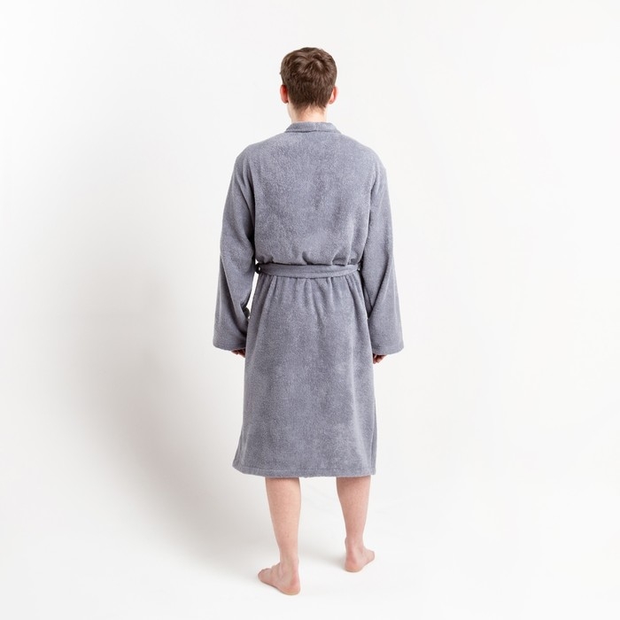 Халат махровый Экономь и Я, мужской размер 52-54 цвет серый, 100% хлопок с AIRO, 320 г/м2 Халат махровый Экономь и Я, мужской размер 52-54 цвет серый, 100% хлопок с AIRO, 320 г/м2