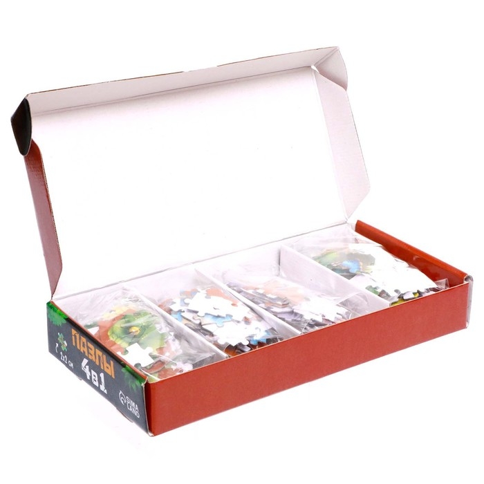 Набор с фигурными пазлами 4 в 1 &laquo;Планета динозавров&raquo;