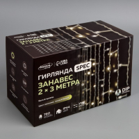 Гирлянда «Занавес» 2 × 3 м, IP44, УМС, белая нить, 760 LED, свечение тёплое белое, мерцание белым, 220 В Гирлянда «Занавес» 2 × 3 м, IP44, УМС, белая нить, 760 LED, свечение тёплое белое, мерцание белым, 220 В