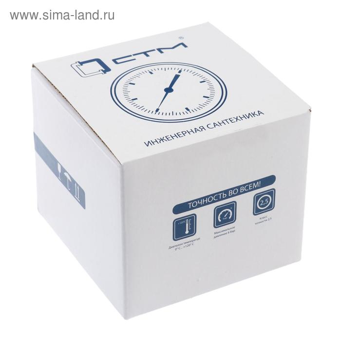 Термоманометр "CTM", аксиальный, Дк 80 мм, 0.6 МПа, наружная резьба 1/4", 120&deg;С