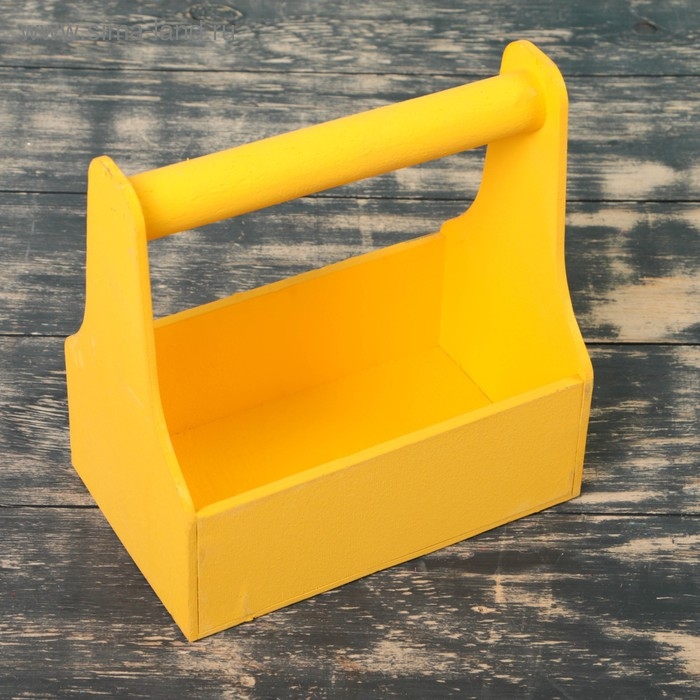 Кашпо деревянное 20&times;12.5&times;20 см Стелла Моно, с ручкой, жёлтый Дарим Красиво