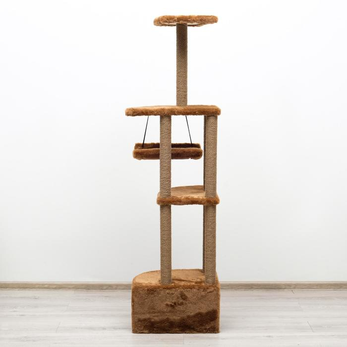 Комплекс для кошек с когтеточкой, угловой, 48 х 48 х 171 см, коричневый Комплекс для кошек с когтеточкой, угловой, 48 х 48 х 171 см, коричневый
