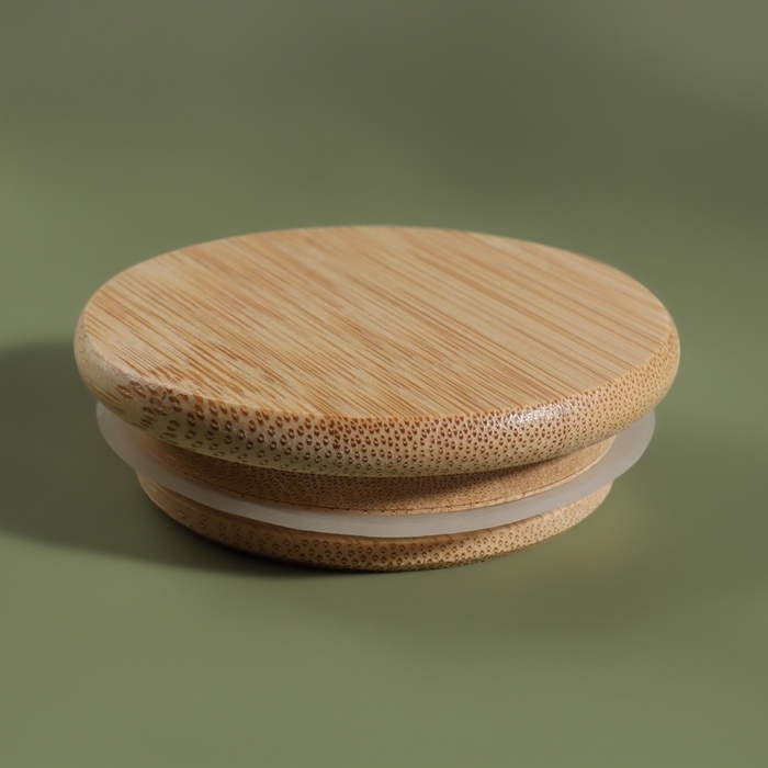 Органайзер для хранения ватных палочек &laquo;BAMBOO&raquo;, с крышкой, d6,5 &times; 10 см, в картонной коробке, цвет прозрачный/коричневый