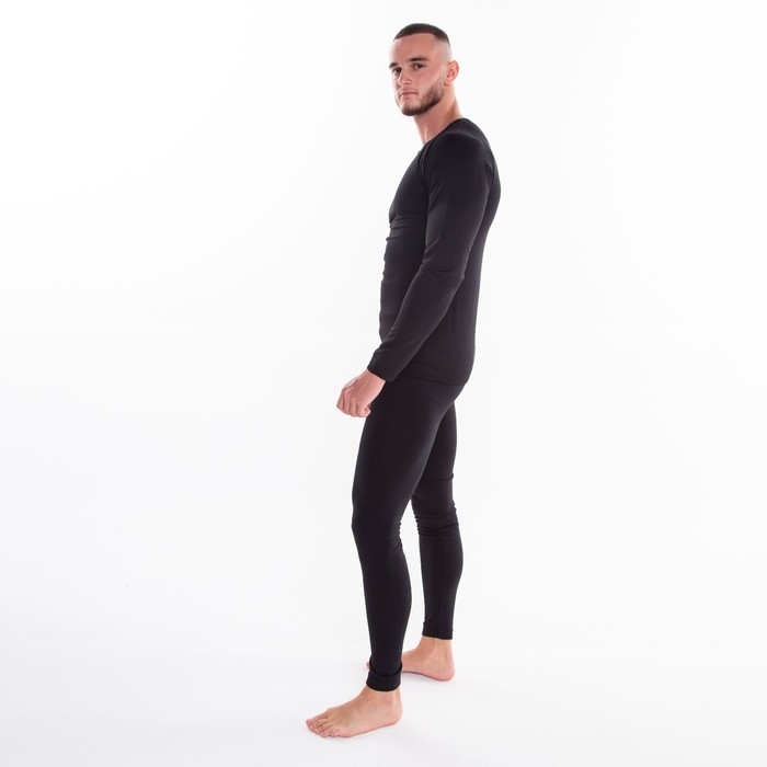 Термобельё мужское НАЧЁС (лонгслив, кальсоны), цвет чёрный, размер 54-56