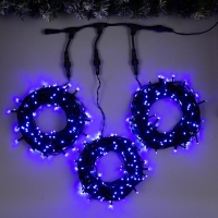 Гирлянда «Клип-лайт» 3 нити по 20 м, IP44, УМС, тёмная нить, 399 LED, свечение синее, 8 режимов, 24 В Гирлянда «Клип-лайт» 3 нити по 20 м, IP44, УМС, тёмная нить, 399 LED, свечение синее, 8 режимов, 24 В