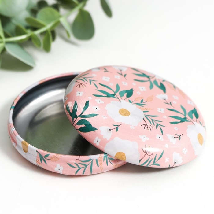 Шкатулка металл круглая Шкатулка металл круглая "Цветы и листья" фасовка 12 шт 1,8х7х7 см