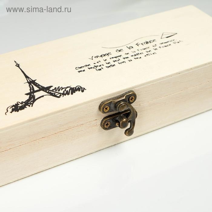 Шкатулка дерево под роспись Шкатулка дерево под роспись "Эйфелева башня" 3,5х19,2х7,2 см