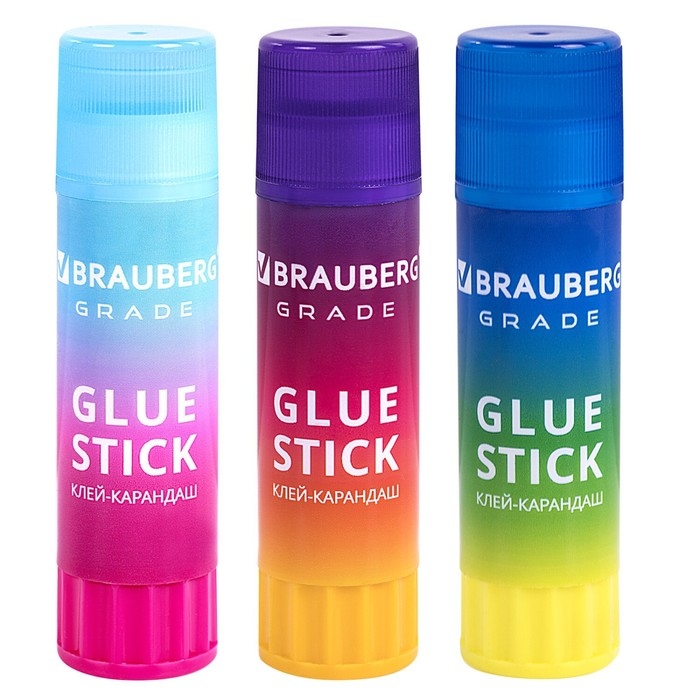 Клей-карандаш PVP 21г BRAUBERG GRADE, Набор 3шт , блистер 271248