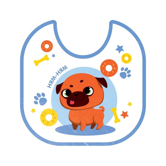 Нагрудник для кормления «ТРЕНД. Мопс» непромокаемый на завязках Нагрудник для кормления «ТРЕНД. Мопс» непромокаемый на завязках