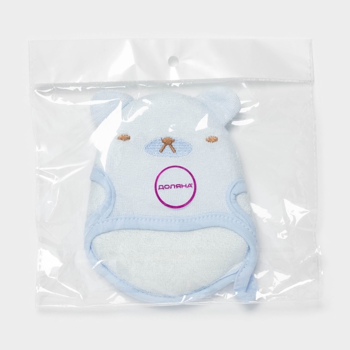 Мочалка варежка детская Доляна «Мишка», для купания, 16 см, голубая Мочалка варежка детская Доляна «Мишка», для купания, 16 см, голубая