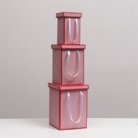 Набор коробок 3 в 1, красный, 17 х 25 см / 14 х 23 см/ 10 х 18 см