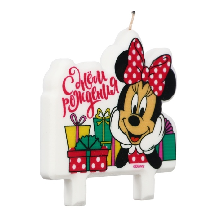 Свеча для торта Свеча для торта "С Днем Рождения!", 8 х 8 см, Минни Маус