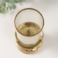 Подсвечник керамика, стекло на 1 свечу "Веллис" d=8 см золото 10х10х21,5 см Подсвечник керамика, стекло на 1 свечу "Веллис" d=8 см золото 10х10х21,5 см