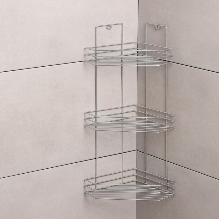 Полка угловая 3-х ярусная «Трапеция», 25×18×49 см, цвет хром Полка угловая 3-х ярусная «Трапеция», 25×18×49 см, цвет хром