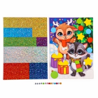 Аппликация форменными стикерами на новый год &laquo;Загадай желание&raquo;, новогодний набор для творчества