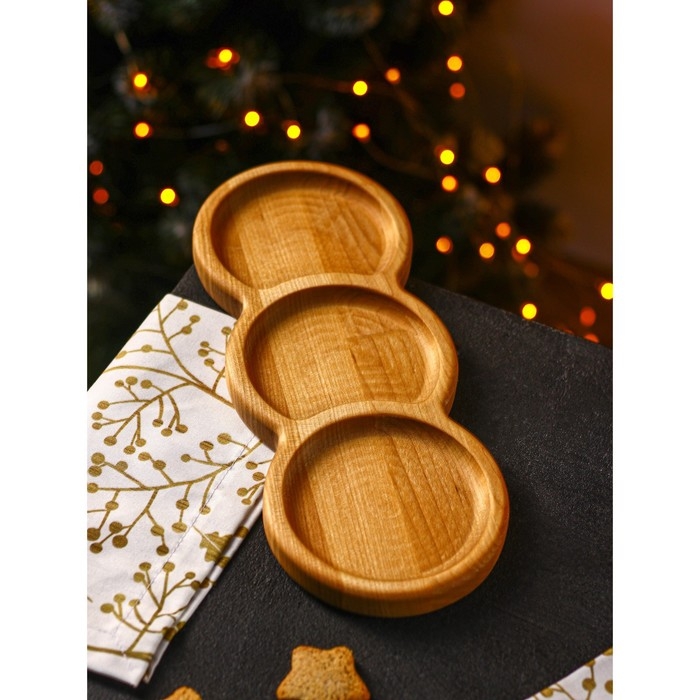 Менажница Adelica &laquo;Светофор&raquo;, 3 секции, 30&times;10&times;1,8 см, пропитана минеральным маслом, в подарочной коробке, берёза