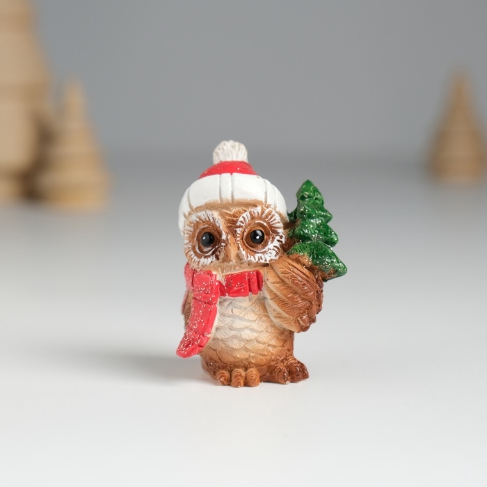 Сувенир полистоун "Совушка в красном колпаке" МИКС 3,5х3х4,5 см