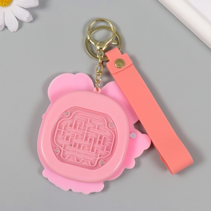 Брелок резина с карабином, ремешком антистресс+лабиринт Брелок резина с карабином, ремешком антистресс+лабиринт "Мишка" 1,5х9х9,5 см