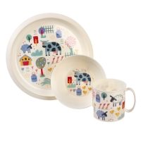 Набор посуды с декором: тарелка D215 мм, миска D130 мм, кружка 280 мл Набор посуды с декором: тарелка D215 мм, миска D130 мм, кружка 280 мл