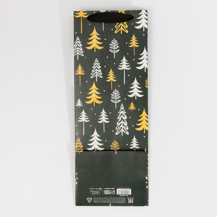 Пакет под бутылку &laquo;Ёлки&raquo;, 13 х 36 х 10 см, Новый год