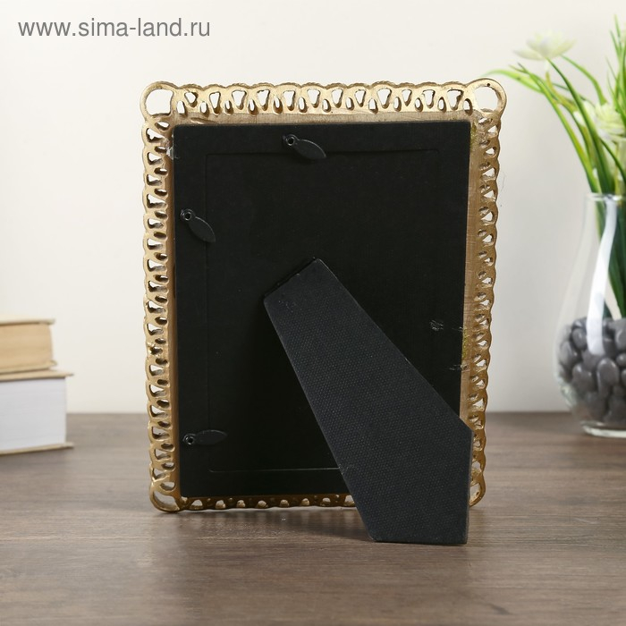 Фоторамка полистоун 10х15 см "Петельки" золото с зеркалом 20,7х15,7 см