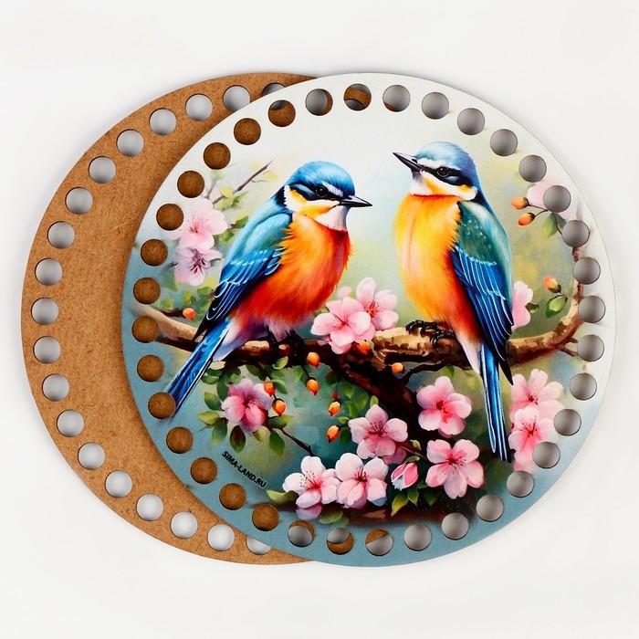 Донышки для вязания 2 в 1 &laquo;Птички на яблоне&raquo;, круг 15 см, хдф 3 мм